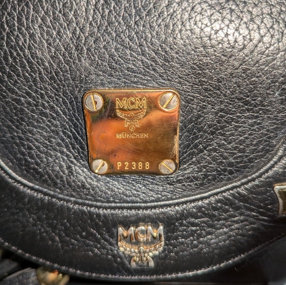 MCM Vintage German Made Black Leather Backpack w/Studs - Picture 10 of 10